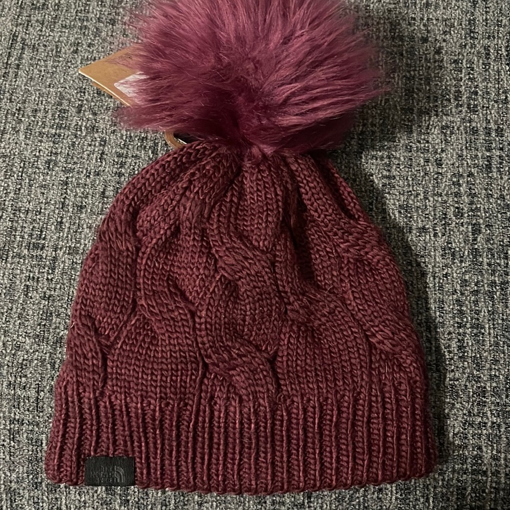 The north face faux fur beanie